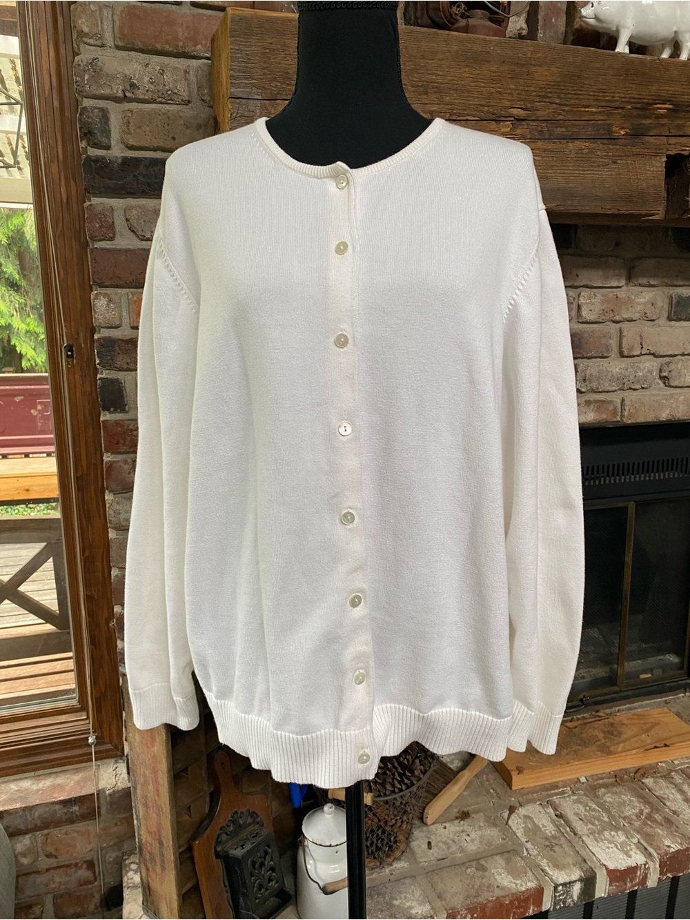 Land’sEnd white cardigan 3x